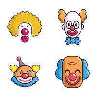 jeu d'icônes de clown, style dessin animé vecteur