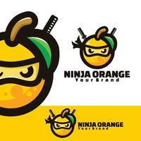 illustration d'art logo orange ninja mignon vecteur