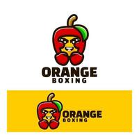 illustration d'art de logo de boxe orange mignon vecteur