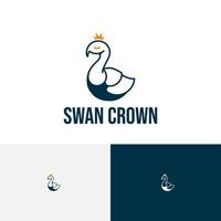 cygne couronne canard élégant animal nature logo vecteur