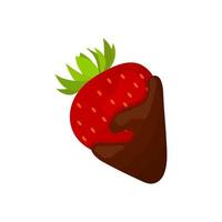 fraise juteuse avec glaçage au chocolat. dessert sucré illustration vectorielle plane. vecteur