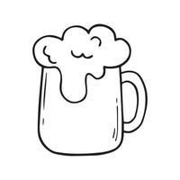 verre de bière dessiné à la main doodle. boisson alcoolisée dans le style de croquis. illustration vectorielle isolée sur fond blanc. vecteur