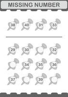 numéro manquant avec punaise. feuille de travail pour les enfants vecteur