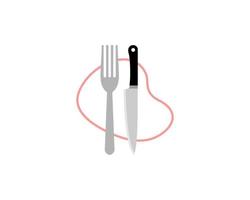 fourchette et couteau avec ligne de steak derrière vecteur