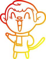 ligne de gradient chaud dessinant un singe riant de dessin animé vecteur