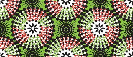 motif vert traditionnel ethnique africain. beau kitenge sans couture, style chitenge. design de mode coloré. motif abstrait de cercle géométrique. imprimés floraux ankara, imprimés wax africains. vecteur