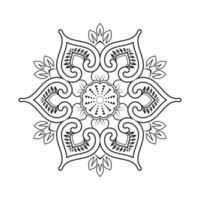 conception de mandala floral avec dessin au trait noir et blanc de style ethnique vecteur