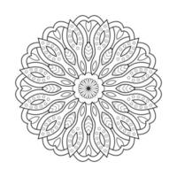 conception de mandala floral avec dessin au trait noir et blanc de style ethnique vecteur