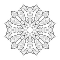 conception de mandala floral avec dessin au trait noir et blanc de style ethnique vecteur