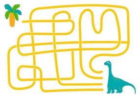 labyrinthe, aidez le dinosaure herbivore à trouver le bon chemin vers le palmier. quête logique pour les enfants. illustration mignonne pour livres pour enfants, jeu éducatif