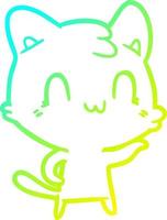 ligne de gradient froid dessin dessin animé chat heureux vecteur