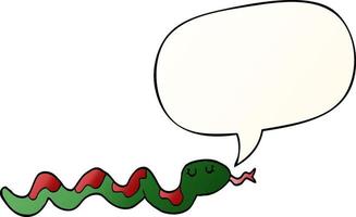 serpent de dessin animé et bulle de dialogue dans un style de dégradé lisse vecteur