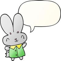 dessin animé mignon petit lapin et bulle de dialogue dans un style de dégradé lisse vecteur