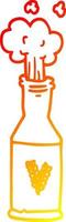 ligne de gradient chaud dessinant une bouteille de bière de dessin animé vecteur