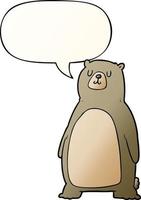 ours de dessin animé et bulle de dialogue dans un style de dégradé lisse vecteur