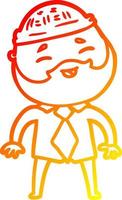 chaud gradient ligne dessin dessin animé heureux homme barbu vecteur