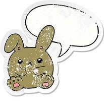 lapin de dessin animé et autocollant en détresse bulle vecteur