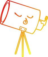 télescope de dessin animé de dessin de ligne de gradient chaud avec le visage vecteur