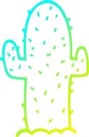 ligne de gradient froid dessinant un cactus de dessin animé vecteur