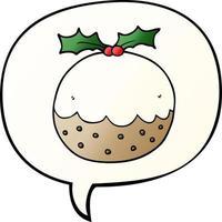 pudding de noël de dessin animé et bulle de dialogue dans un style de dégradé lisse vecteur