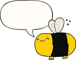 abeille de dessin animé mignon et bulle de dialogue vecteur