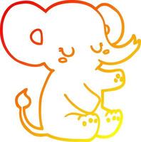 ligne de gradient chaud dessinant un éléphant de dessin animé vecteur