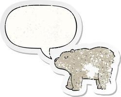 ours de dessin animé et autocollant en détresse bulle vecteur