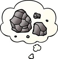 roches de dessin animé et bulle de pensée dans un style de dégradé lisse vecteur