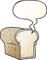 dessin animé miche de pain et bulle de dialogue dans un style dégradé lisse vecteur