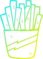 ligne de gradient froid dessinant une boîte de dessin animé de frites vecteur