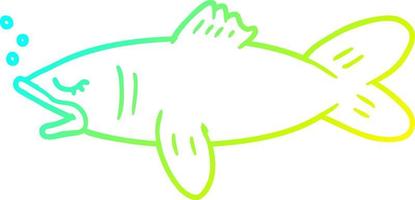 ligne de gradient froid dessinant un poisson de dessin animé vecteur