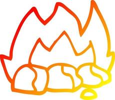 chaud gradient ligne dessin dessin animé charbons ardents