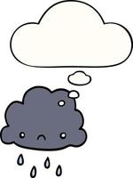 dessin animé nuage d'orage et bulle de pensée vecteur