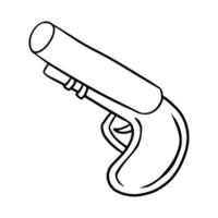 image monochrome, pistolet jouet de dessin animé, arme de pirate avec manche en bois, illustration vectorielle sur fond blanc vecteur