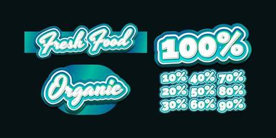 étiquette graphique ou autocollant d'aliments frais. illustration vectorielle de conception d'étiquettes d'aliments frais et de réduction. étiquette ou badge du produit vecteur