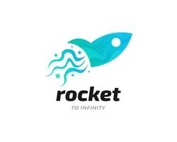création de logo de fusée bleue. illustration vectorielle de vaisseau spatial moderne vecteur