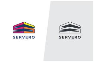 architecture de construction de lettre servero s et modèle de logo d'hébergement web vecteur