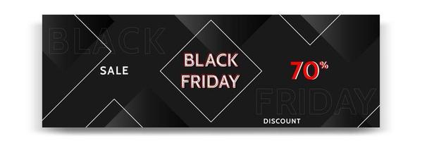 bannière de vente vendredi noir horizontale géométrique moderne minimale en noir, blanc et rouge. vecteur