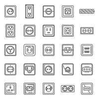 ensemble d'icônes de prise de courant électrique, style de contour vecteur