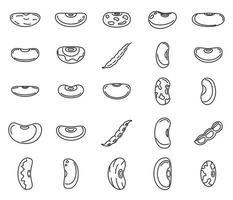 ensemble d'icônes de haricots légumineuses, style de contour vecteur