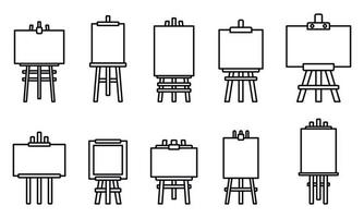 ensemble d'icônes de chevalet d'artiste, style de contour vecteur