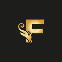 logo lettre f de luxe doré. logo f avec fichier vectoriel de style gracieux.
