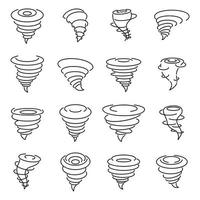 jeu d'icônes d'air de tornade, style de contour vecteur