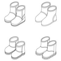 bottes d'hiver icônes définies contour vectoriel