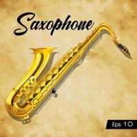 illustration d'instrument de musique saxophone sur fond vintage vecteur
