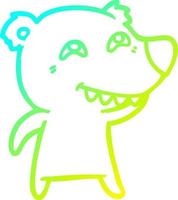 ligne de gradient froid dessin dessin animé ours polaire montrant des dents vecteur