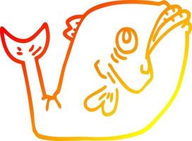 ligne de gradient chaud dessinant un poisson de dessin animé drôle vecteur