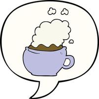 dessin animé tasse de café chaud et bulle de dialogue vecteur