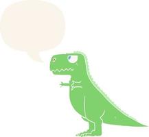 dinosaure de dessin animé et bulle de dialogue dans un style rétro vecteur