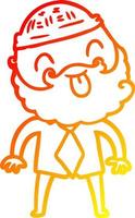 ligne de gradient chaud dessinant un homme avec une barbe avec un chapeau et une chemise vecteur